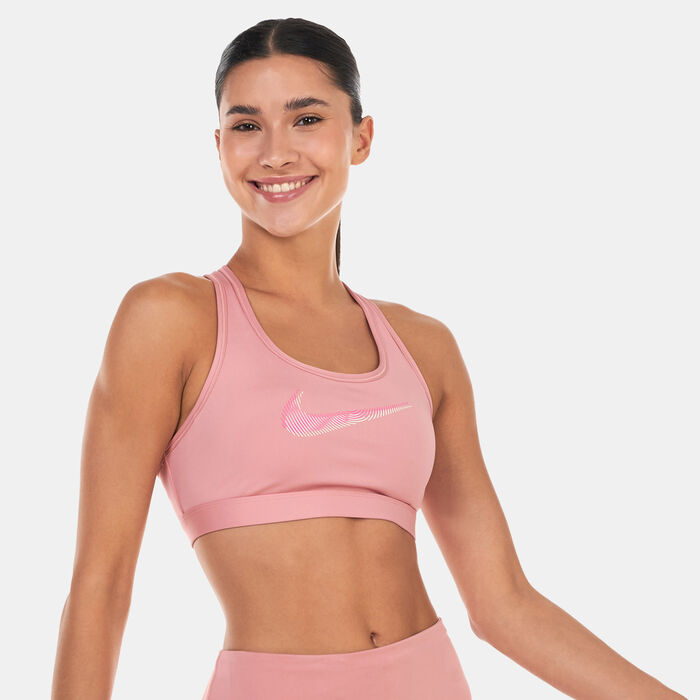 Nike Women's Swoosh Medium-Support Graphic Training Sports Bra Pink Nike Women's Swoosh Medium-Support Graphic Training Sports Bra Pink image number 0