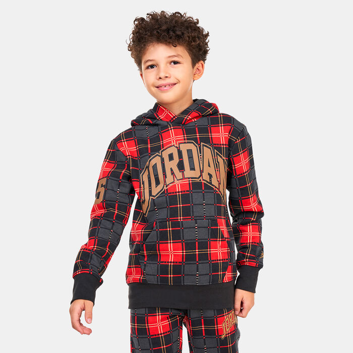 Jordan Kids' Essentials Plaid Pullover Hoodie Black Jordan Kids' Essentials Plaid Pullover Hoodie Black image number 0