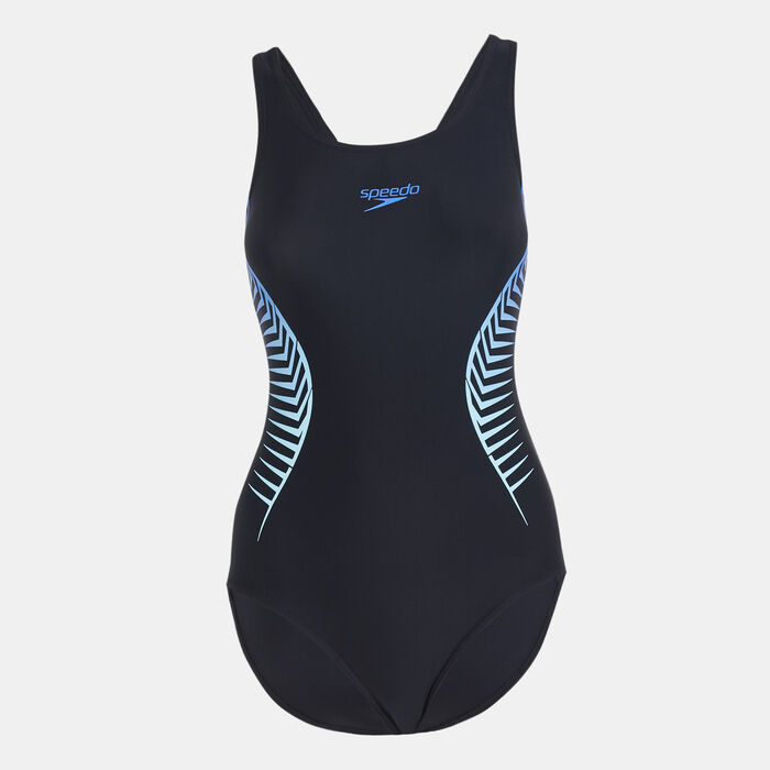 Speedo Women's Placement Muscleback One-Piece Swimsuit Black image number 0