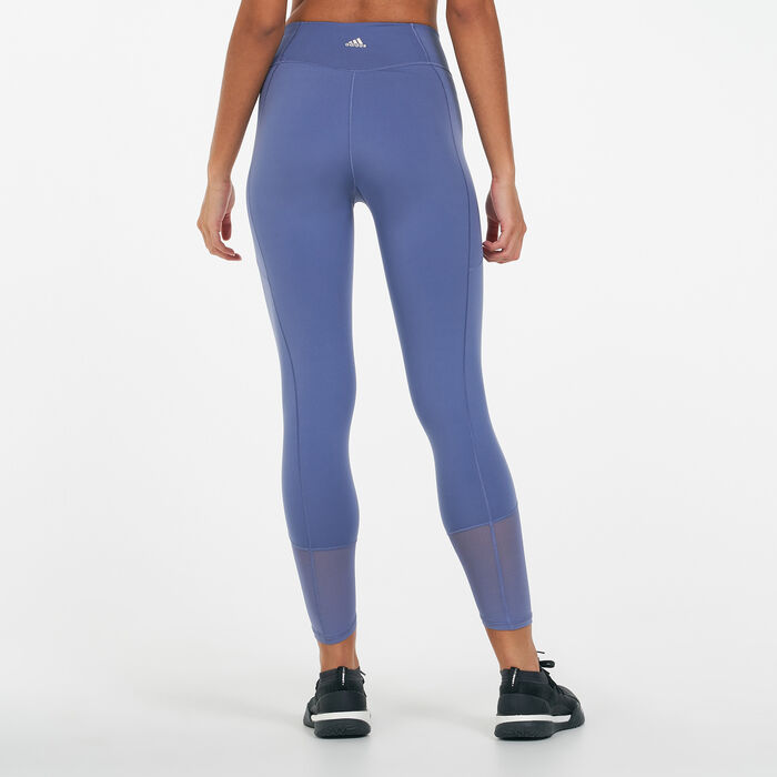 adidas Women's Yoga Power Mesh 7/8 Leggings Purple adidas Women's Yoga Power Mesh 7/8 Leggings Purple image number 1