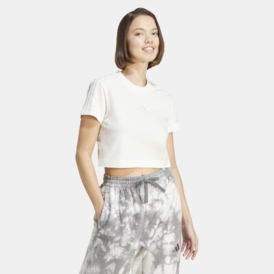 adidas Women's ALL SZN 3-Stripes T-Shirt White