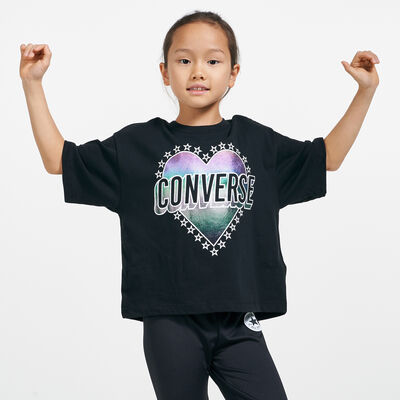 Converse Kids' Heart Wordmark T-Shirt Black
