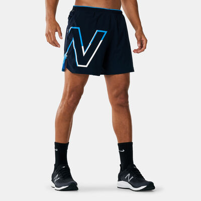 New Balance Men's Printed Impact Run 5-inch Shorts Black