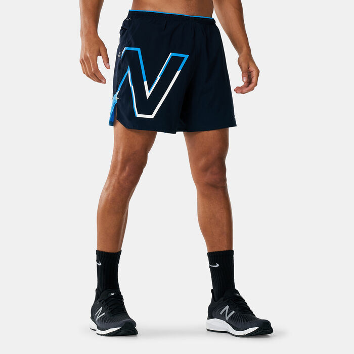 New Balance Men's Printed Impact Run 5-inch Shorts Black image number 0