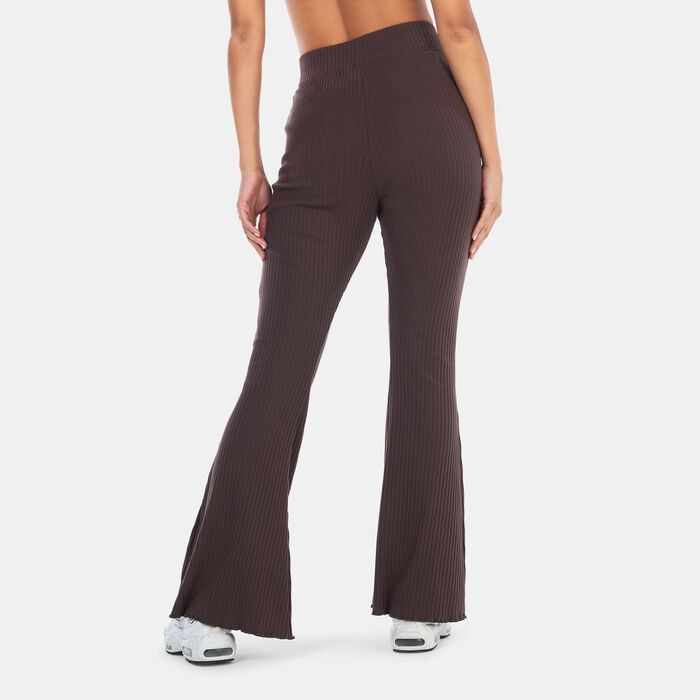 Nike Women's Sportswear High-Waisted Ribbed Jersey Pants Brown Nike Women's Sportswear High-Waisted Ribbed Jersey Pants Brown image number 1