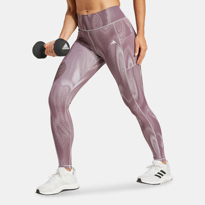 adidas Women's Optime Printed Training Leggings Grey adidas Women's Optime Printed Training Leggings Grey