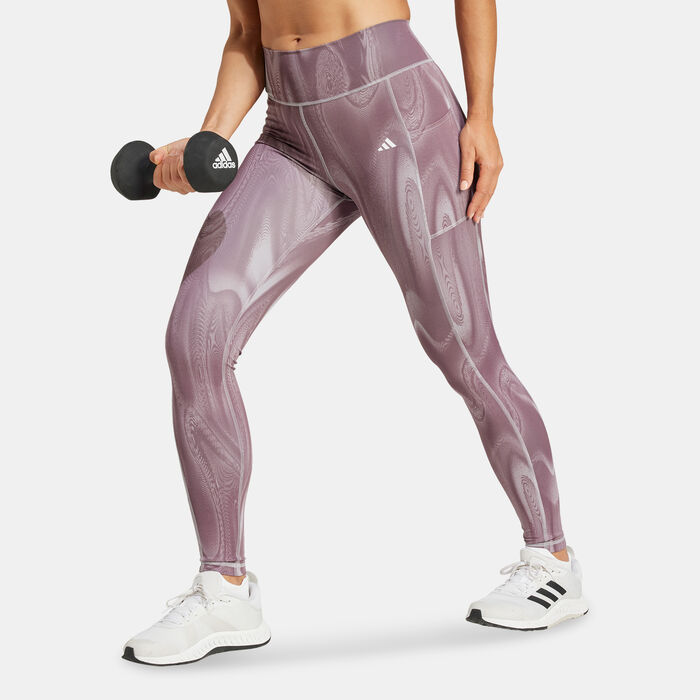 adidas Women's Optime Printed Training Leggings Grey adidas Women's Optime Printed Training Leggings Grey image number 0