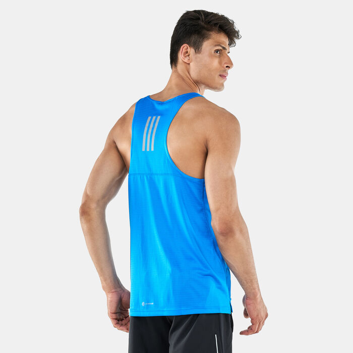 adidas Men's Own The Run SGL Tank Top Blue adidas Men's Own The Run SGL Tank Top Blue image number 1