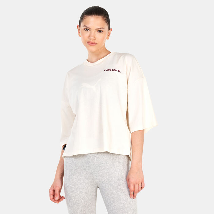 PUMA Women's TEAM Graphic T-Shirt Beige PUMA Women's TEAM Graphic T-Shirt Beige image number 0