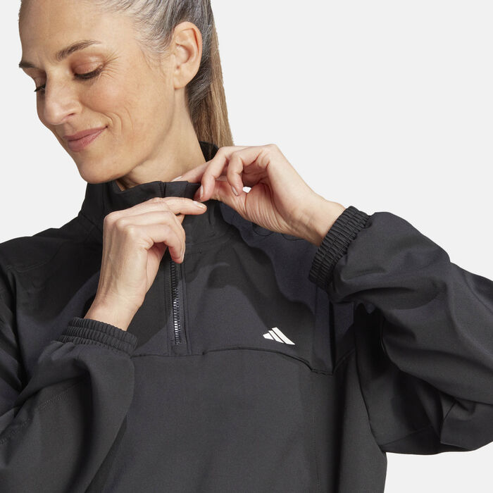 adidas Women's Train Essentials Woven 1/4-Zip Training Track Top Black adidas Women's Train Essentials Woven 1/4-Zip Training Track Top Black image number 3