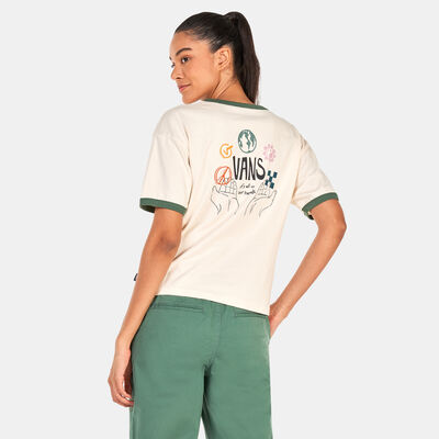 Vans Women's In Our Hands Ringer T-Shirt Beige Vans Women's In Our Hands Ringer T-Shirt Beige