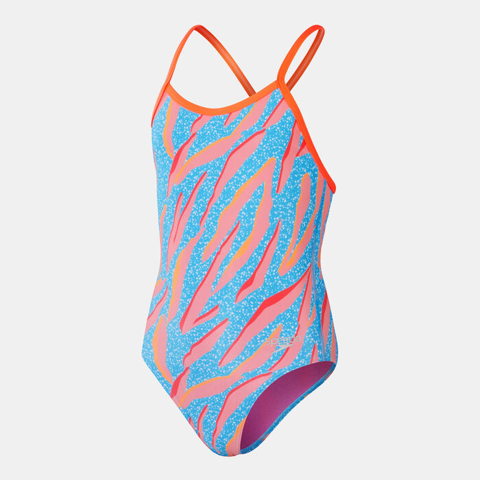 Speedo Kids' Digital Print One-Piece Swimsuit Blue Speedo Kids' Digital Print One-Piece Swimsuit Blue image number 0