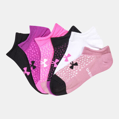 Under Armour Kids' Essential No-Show Socks (6-Pack) Purple