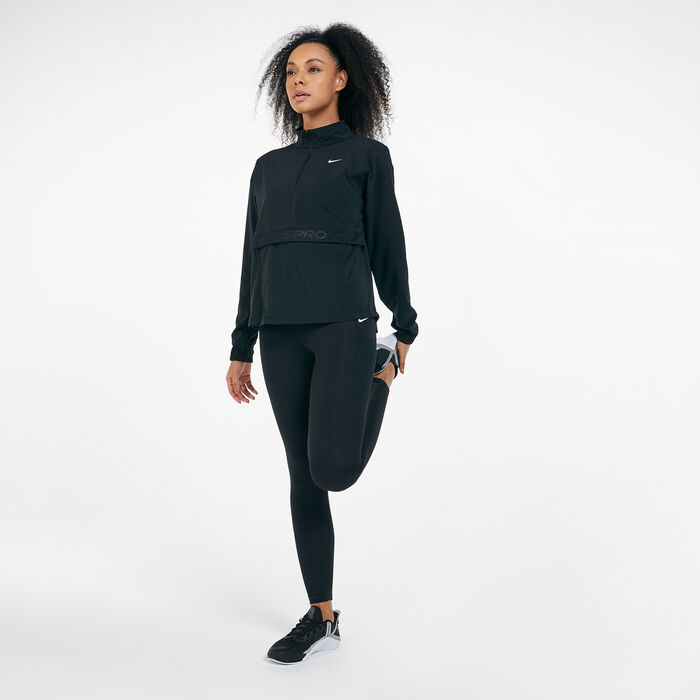 Nike Women's Pro Cover-Up Top Black image number 2