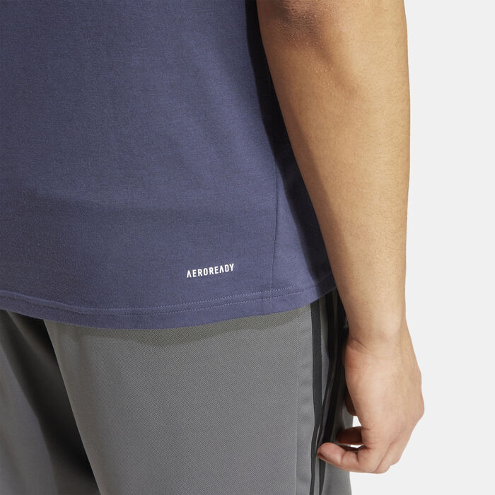 adidas Men's Train Essentials Feelready Logo Training T-Shirt Blue adidas Men's Train Essentials Feelready Logo Training T-Shirt Blue image number 4