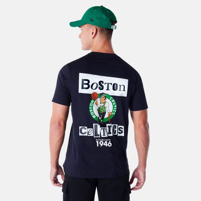 New Era Men's NBA Boston Celtics Newspaper Graphic T-Shirt Blue New Era Men's NBA Boston Celtics Newspaper Graphic T-Shirt Blue image number 1