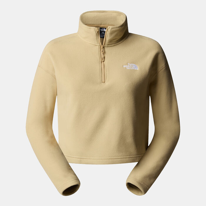 The North Face Women's 100 Glacier Cropped 1/4 Zip Sweatshirt Beige The North Face Women's 100 Glacier Cropped 1/4 Zip Sweatshirt Beige image number 0