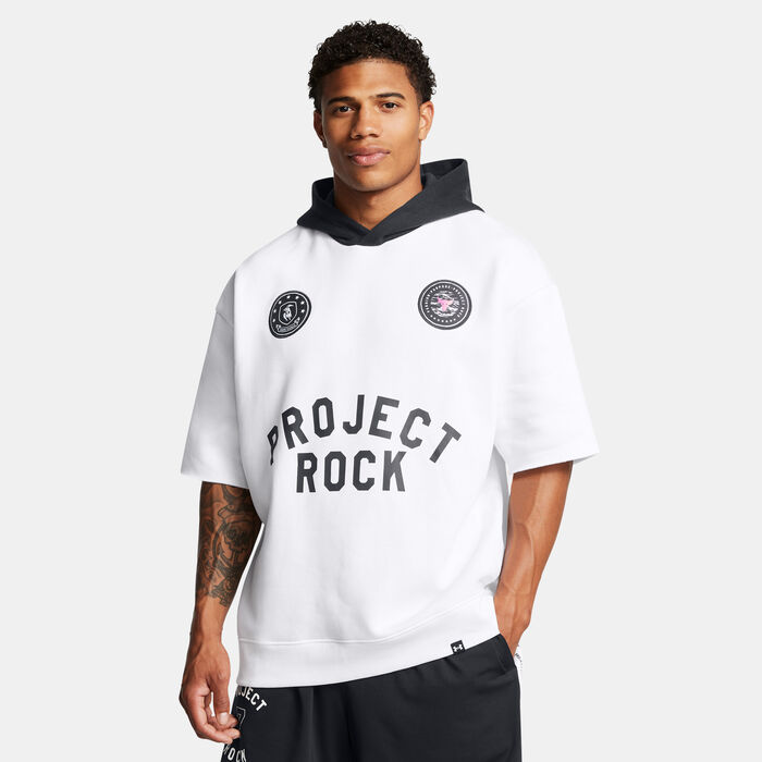 Under Armour Men's Project Rock Icon Badge of Honor Hoodie White image number 0