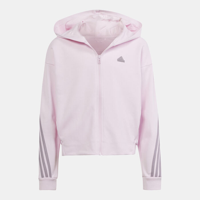 adidas Kids' Future Icons 3-Stripes Running Full-Zip Hoodie Pink adidas Kids' Future Icons 3-Stripes Running Full-Zip Hoodie Pink image number 0