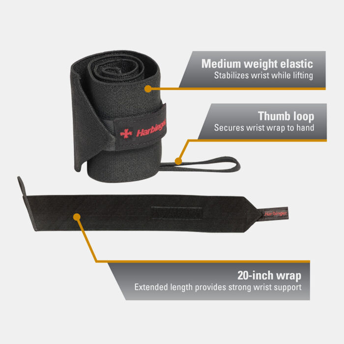 Harbinger Pro Wrist Wrap with Thumb Loop (20 inches) Black Harbinger Pro Wrist Wrap with Thumb Loop (20 inches) Black image number 3