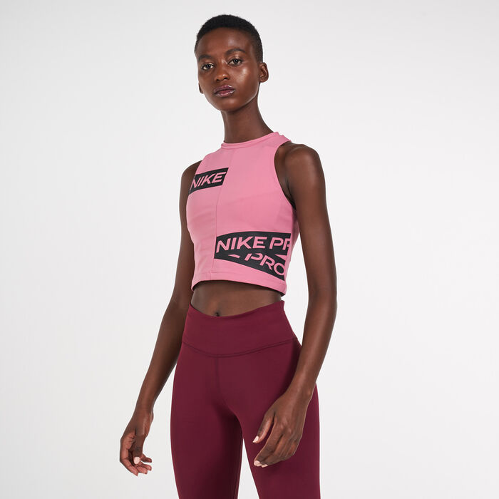 Nike Women's Pro PP3 Trompe Crop Tank Top Pink Nike Women's Pro PP3 Trompe Crop Tank Top Pink image number 0