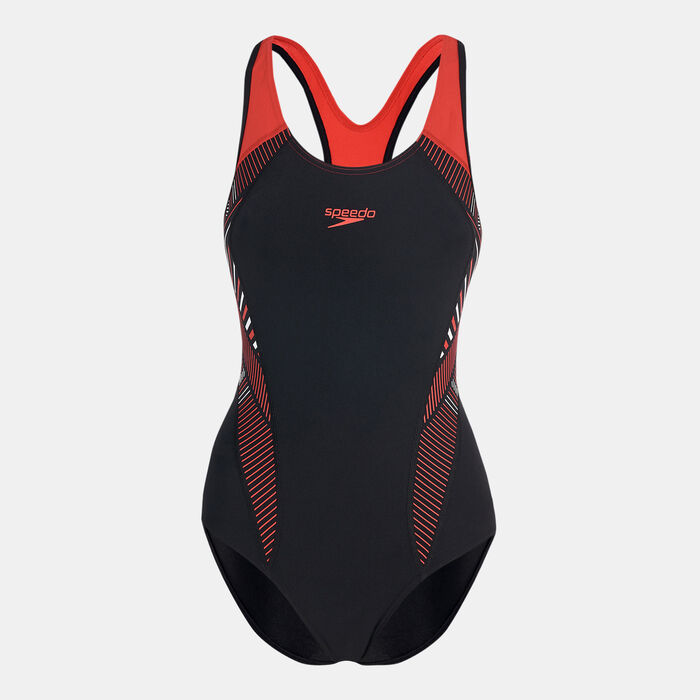 Speedo Women's Placement Laneback Swimsuit Black Speedo Women's Placement Laneback Swimsuit Black image number 0