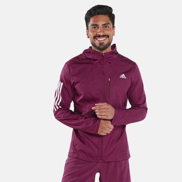 adidas Men's Own the Run Hooded Windbreaker Jacket Red adidas Men's Own the Run Hooded Windbreaker Jacket Red image number 0