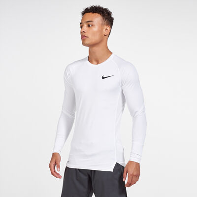 Nike Men's Pro Long Sleeve T-Shirt White Nike Men's Pro Long Sleeve T-Shirt White