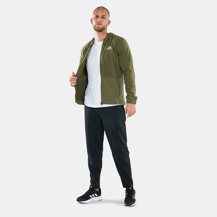 adidas Men's Essentials Polar Fleece Giant Logo Full-Zip Hoodie Green adidas Men's Essentials Polar Fleece Giant Logo Full-Zip Hoodie Green image number 2