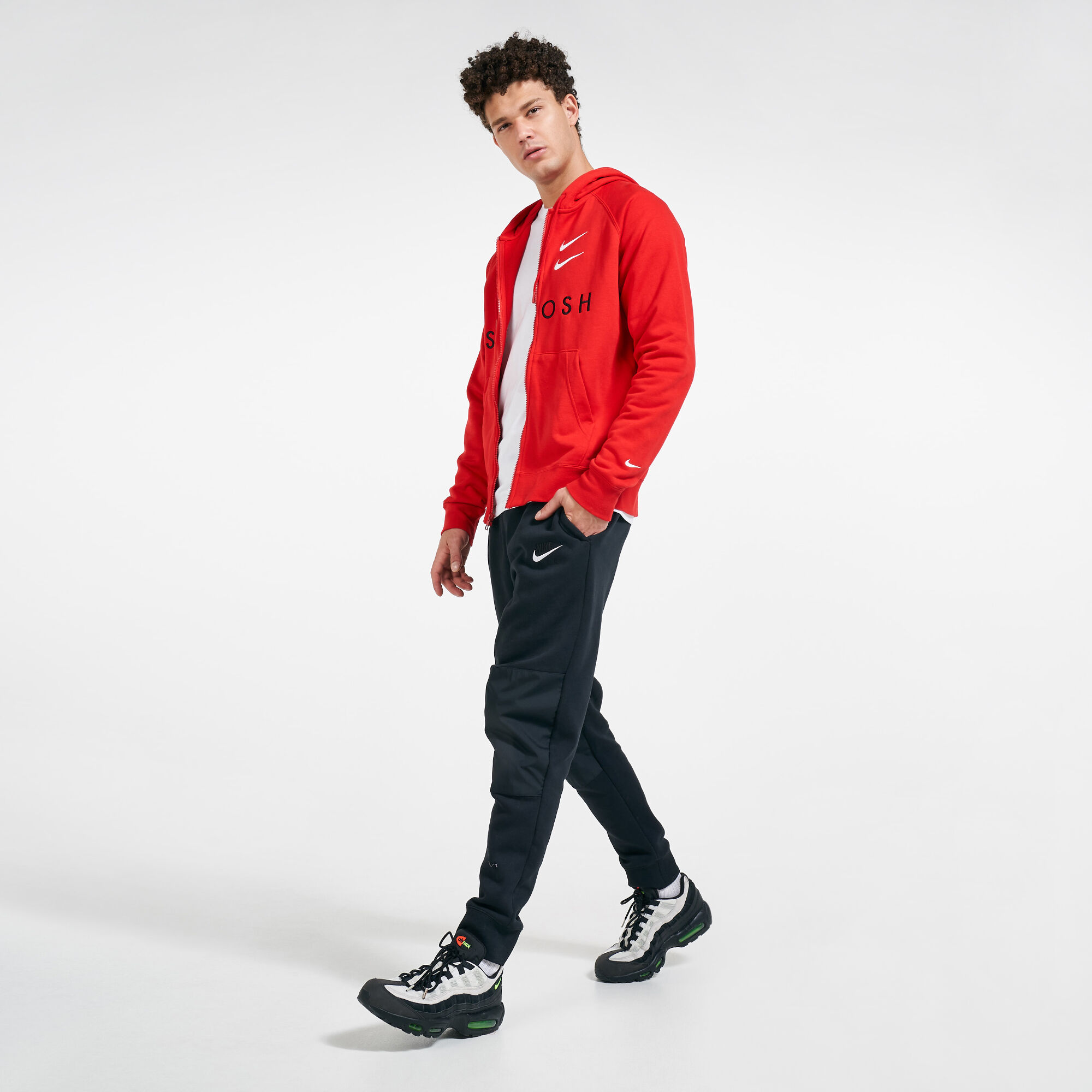 Nike double swoosh tracksuit red top