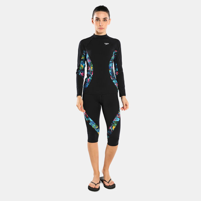 Speedo Women's Printed Rashguard Black Speedo Women's Printed Rashguard Black image number 2