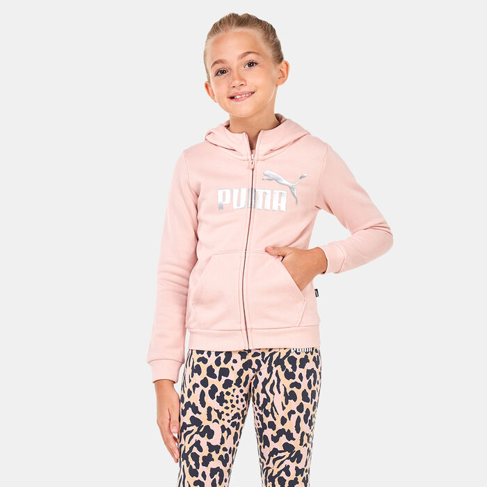 PUMA Kids' Essentials+ Logo Full-Zip Hoodie Pink PUMA Kids' Essentials+ Logo Full-Zip Hoodie Pink image number 0