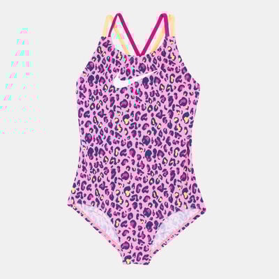 Nike Swim Kids' Spiderback One-Piece Swimming Suit yellow