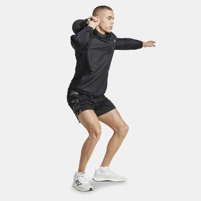 adidas Men's Gym+ Training 3-Stripes Training Windbreaker Jacket Black image number 2