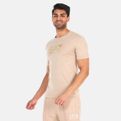 EA7 Emporio Armani Men's Big Logo Sand 7 Lines T-Shirt Beige EA7 Emporio Armani Men's Big Logo Sand 7 Lines T-Shirt Beige
