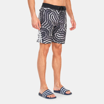 adidas Men's Classic-Length Colour Maze Tech Board Shorts Black