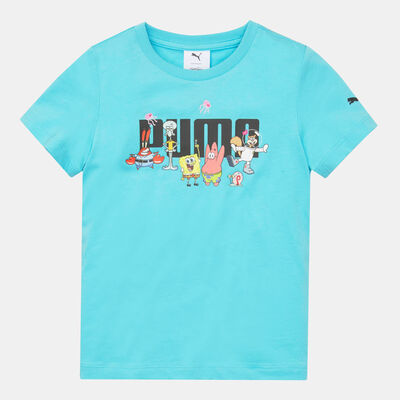 PUMA Kids' x SPONGEBOB Logo T-Shirt Blue