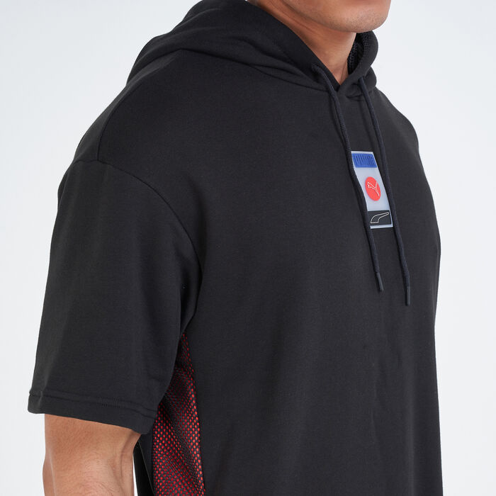 PUMA Men's DECOR8 Short Sleeves Hoodie Black PUMA Men's DECOR8 Short Sleeves Hoodie Black image number 3