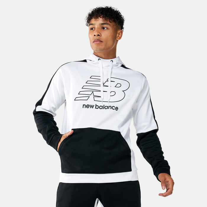 New Balance Men's Tenacity Blocked Fleece Hoodie White New Balance Men's Tenacity Blocked Fleece Hoodie White image number 0