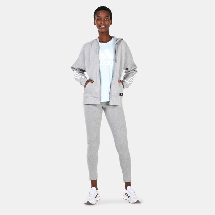 adidas Women's Sportswear Future Icons 3-Stripes Hooded Track Jacket Grey adidas Women's Sportswear Future Icons 3-Stripes Hooded Track Jacket Grey image number 2