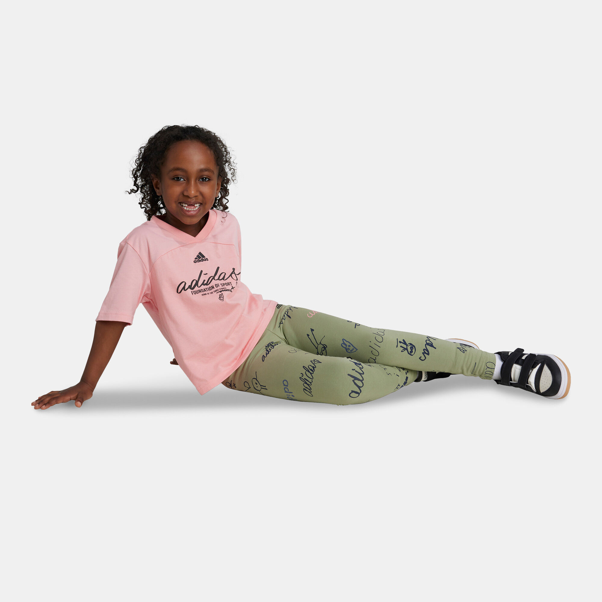 Kids Brand Love T Shirt and Leggings Set Young Kids Pink adidas in Qatar SSS