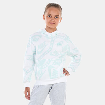 Nike Kids' Club Fleece Printed Pullover Hoodie Blue