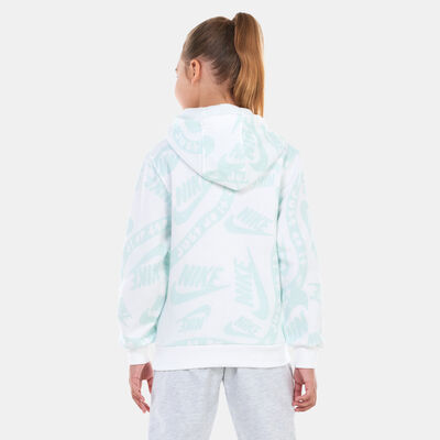 Nike Kids' Club Fleece Printed Pullover Hoodie Blue