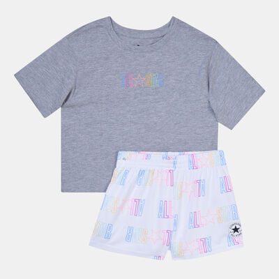 Converse Kids' All Star Boxy T-Shirt and Shorts Set White