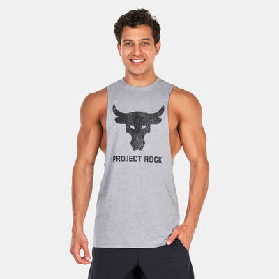 Under Armour Men's Project Rock Brahma Bull Tank Top Grey Under Armour Men's Project Rock Brahma Bull Tank Top Grey