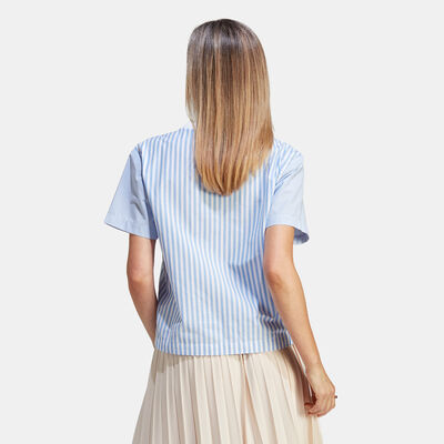 adidas Originals Women's Premium Essentials Poplin T-Shirt Blue adidas Originals Women's Premium Essentials Poplin T-Shirt Blue