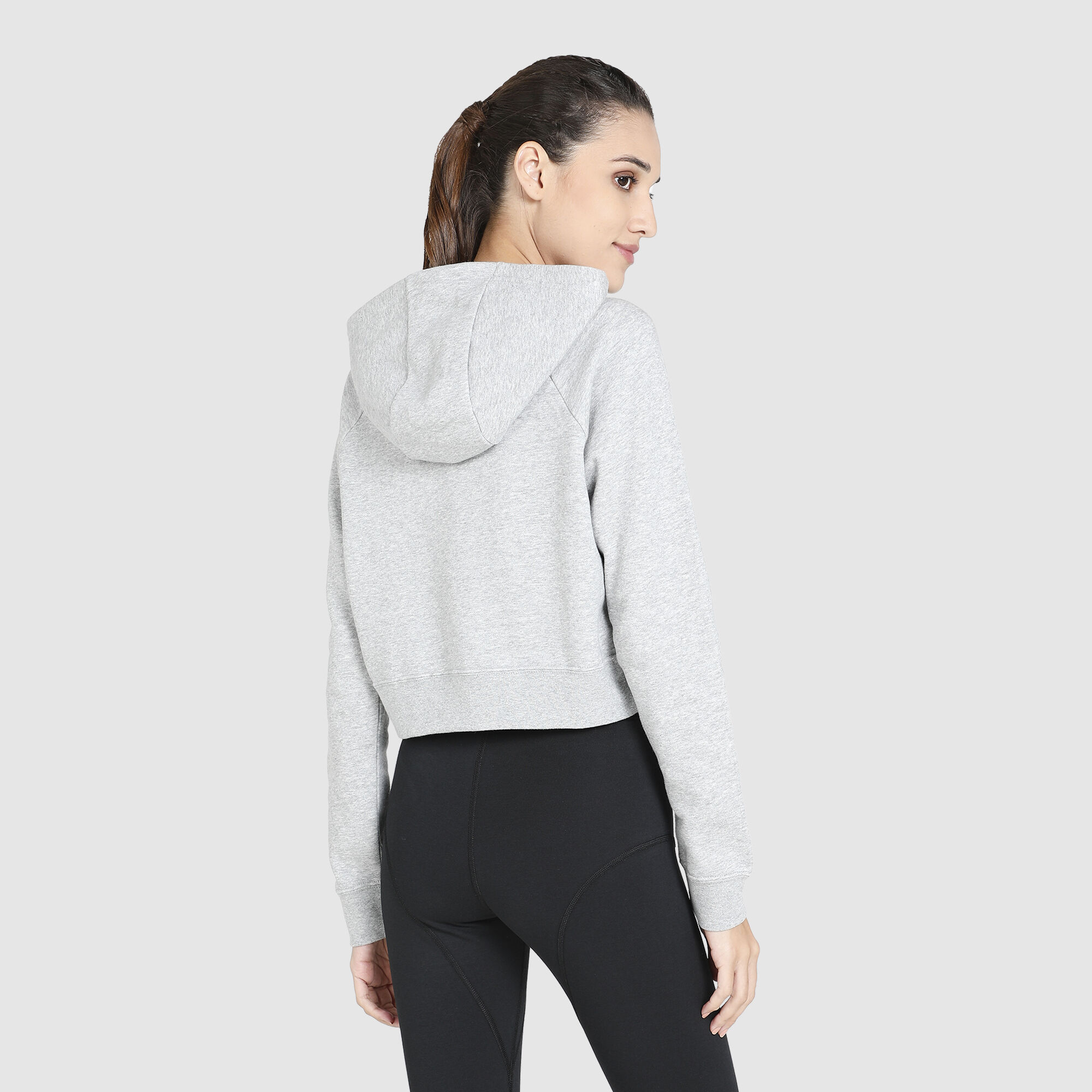 Women s Sportswear Essential Cropped Hoodie Grey Nike in Qatar SSS