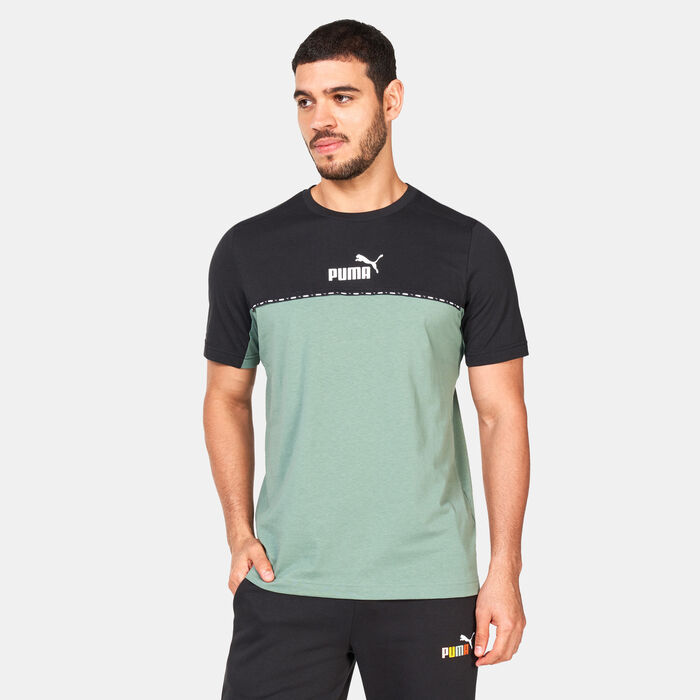 PUMA Men's Essentials Block Tape T-Shirt Green PUMA Men's Essentials Block Tape T-Shirt Green image number 0