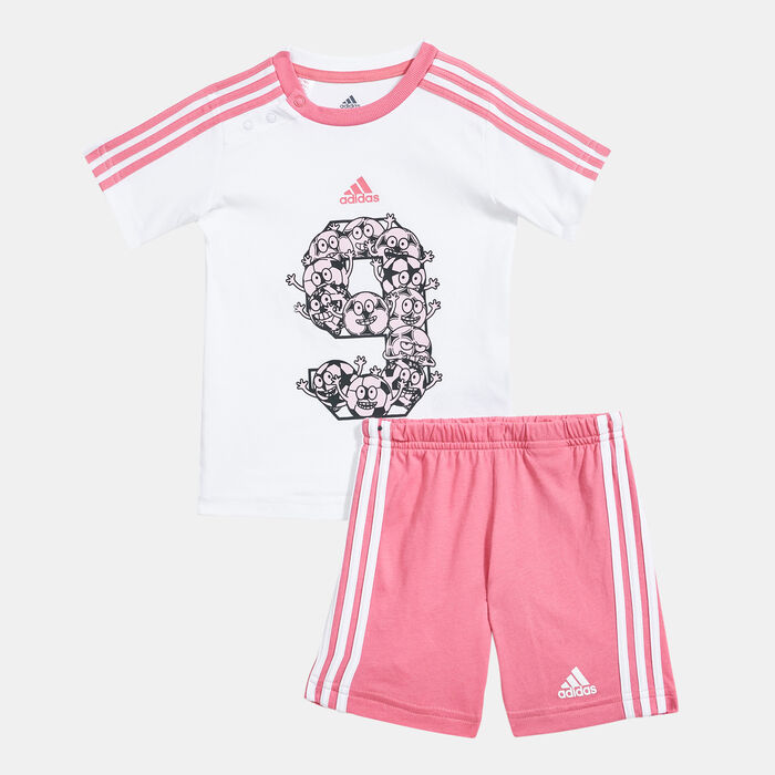 adidas Kids' Lil Sporty Summer T-Shirt and Shorts Set Pink adidas Kids' Lil Sporty Summer T-Shirt and Shorts Set Pink image number 0