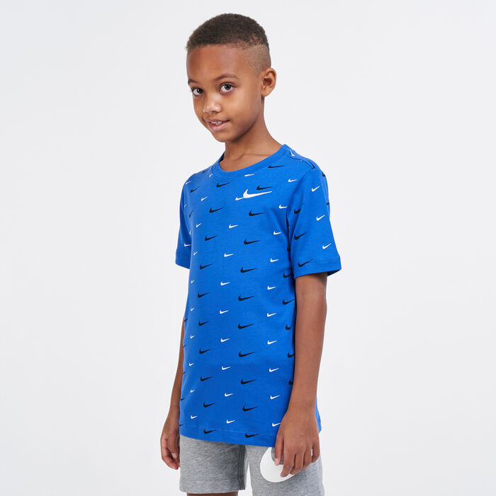 Nike Kids' Sportswear Swoosh Allover Print T-Shirt (Older Kids) Blue image number 0